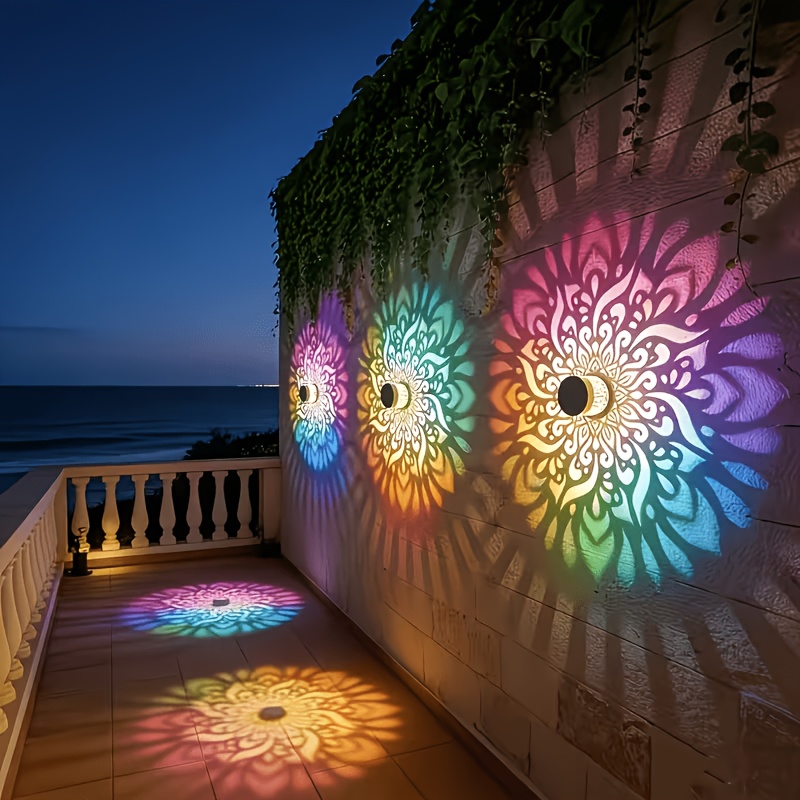 Outdoor Lighting Waterproof - 1/2/4 pakketten zonne-aangedreven hekverlichting, met mandala-patroonontwerp,