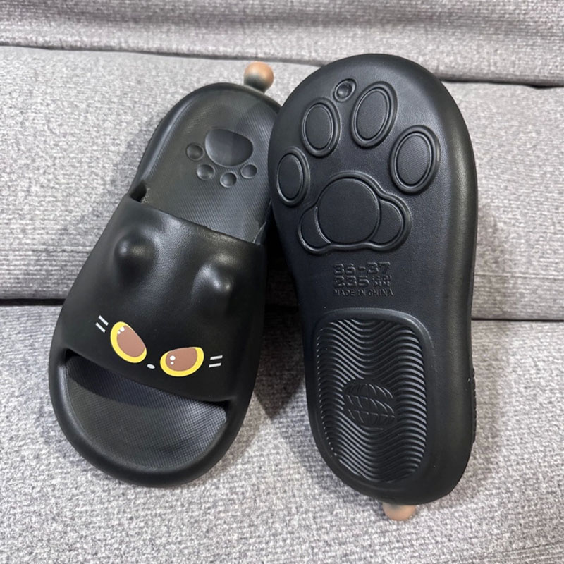 Outdoor Lighting Black - Nieuwe schattige 3D zwarte kattenpootjes slippers